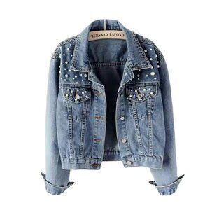 Pearl Embellished Denim Jacket